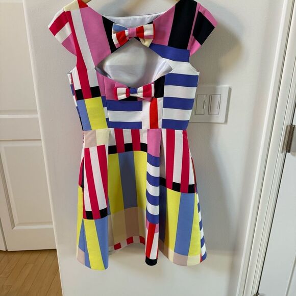 Kate Spade Go Fly a Kite in Rich Navy Multi Stripe Bow Back Dress 4 NWOT - Picture 8 of 15